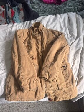 Men's Tan Workwear Jacket - Durable Cotton Utility Coat